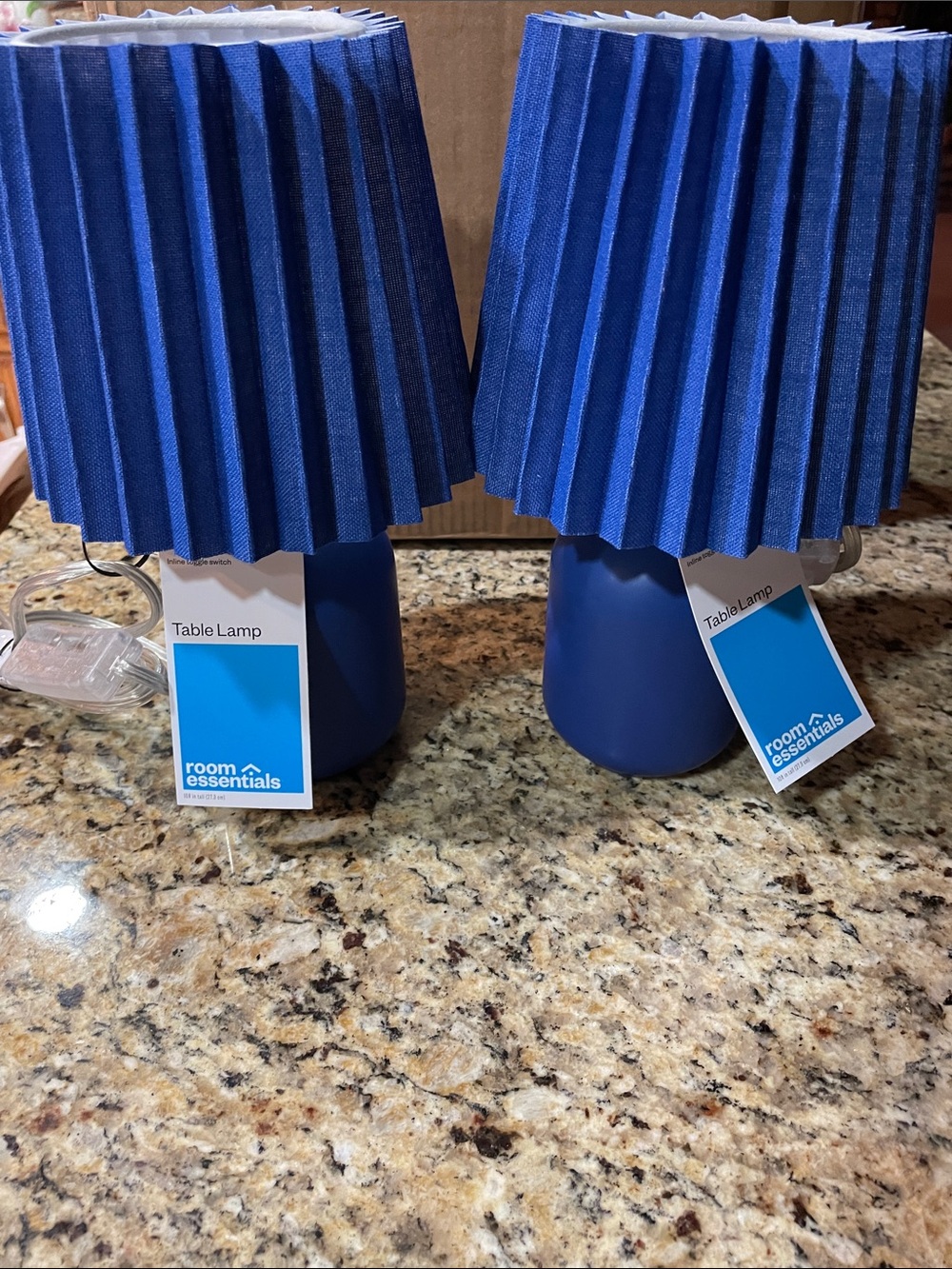 Room Essentials Royal Blue Pleated Pair of Table Lamps